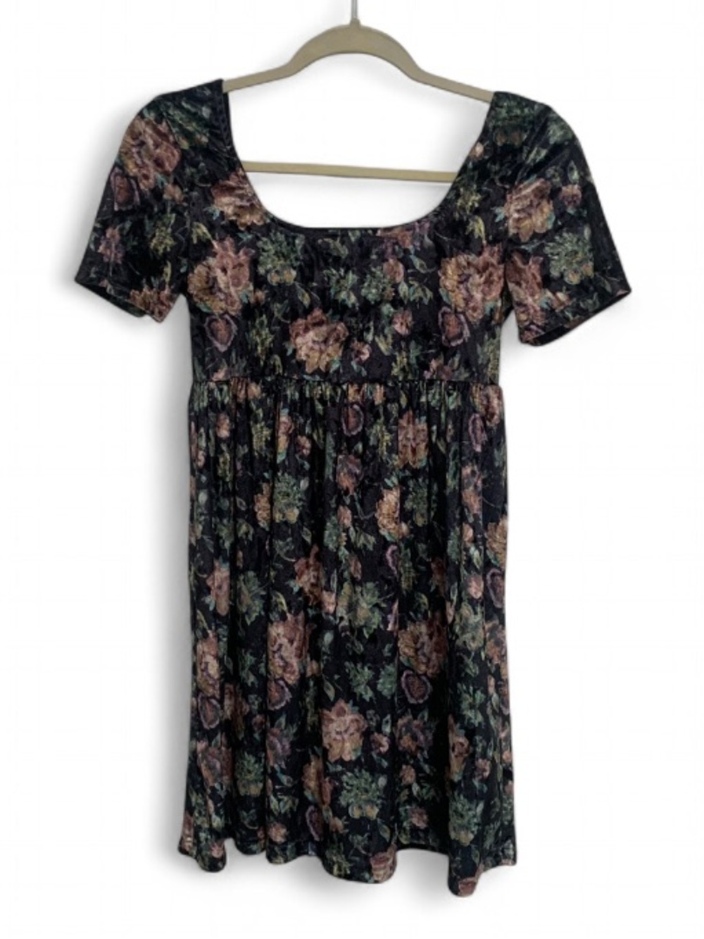 Current Mood Black Floral Scoop-Neck Mini Dress